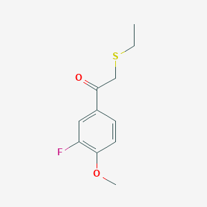 molecular formula C11H13FO2S B15327165 2-(Ethylthio)-1-(3-fluoro-4-methoxyphenyl)ethan-1-one 