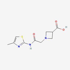 molecular formula C10H13N3O3S B1532727 1-{[(4-Methyl-1,3-thiazol-2-yl)carbamoyl]methyl}azetidine-3-carboxylic acid CAS No. 1408104-58-4