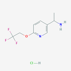 molecular formula C9H12ClF3N2O B1532782 1-[6-(2,2,2-Trifluoroethoxy)-pyridin-3-yl]-ethylamine hydrochloride CAS No. 942938-68-3