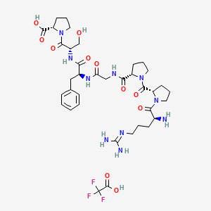 (2S)-1-[(2S)-2-[[(2S)-2-[[2-[[(2S)-1-[(2S)-1-[(2S)-2-amino-5-(diaminomethylideneamino)pentanoyl]pyrrolidine-2-carbonyl]pyrrolidine-2-carbonyl]amino]acetyl]amino]-3-phenylpropanoyl]amino]-3-hydroxypropanoyl]pyrrolidine-2-carboxylic acid;2,2,2-trifluoroacetic acid