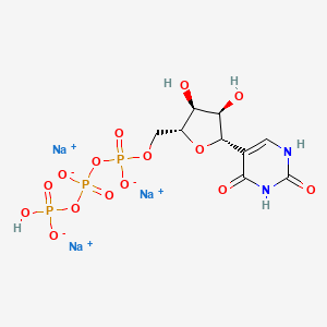 molecular formula C9H12N2Na3O15P3 B15328037 Sodium ((2R,3S,4R,5S)-5-(2,4-dioxo-1,2,3,4-tetrahydropyrimidin-5-yl)-3,4-dihydroxytetrahydrofuran-2-yl)methyl hydrogentriphosphate 