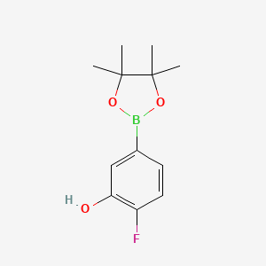 molecular formula C12H16BFO3 B1532810 2-氟-5-(4,4,5,5-四甲基-1,3,2-二氧杂硼环-2-基)苯酚 CAS No. 1392234-97-7