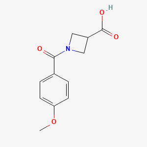 molecular formula C12H13NO4 B1532826 1-(4-Methoxybenzoyl)azetidine-3-carboxylic acid CAS No. 1411057-29-8