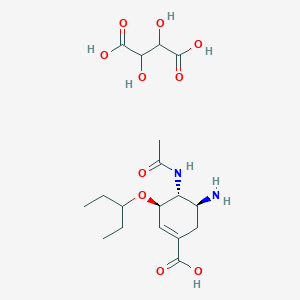 (3R,4R,5S)-5-amino-4-acetamido-3-(pentan-3-yloxy)cyclohex-1-ene-1-carboxylic acid; 2,3-dihydroxybutanedioic acid