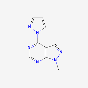 molecular formula C9H8N6 B1532857 1-{1-methyl-1H-pyrazolo[3,4-d]pyrimidin-4-yl}-1H-pyrazole CAS No. 1328896-60-1