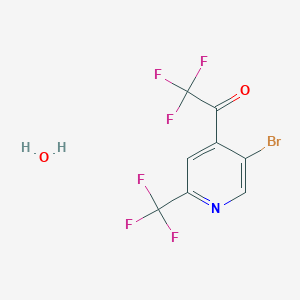 molecular formula C8H4BrF6NO2 B15328998 1-(5-Bromo-2-(trifluoromethyl)pyridin-4-yl)-2,2,2-trifluoroethanone hydrate 