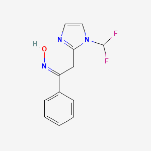 molecular formula C12H11F2N3O B15329090 2-(1-(Difluoromethyl)-1H-imidazol-2-YL)-1-phenylethan-1-one oxime 