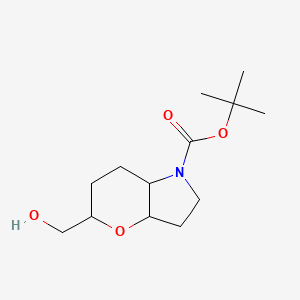 molecular formula C13H23NO4 B15329098 tert-butyl 5-(hydroxymethyl)-3,3a,5,6,7,7a-hexahydro-2H-pyrano[3,2-b]pyrrole-1-carboxylate 