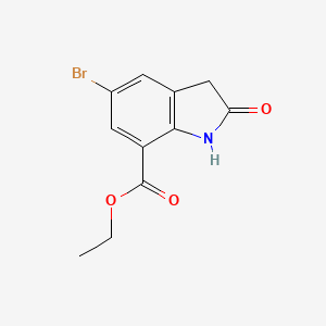 molecular formula C11H10BrNO3 B15329261 Ethyl 5-bromo-2-oxoindoline-7-carboxylate 