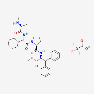 Methyl (S)-2-((S)-1-((S)-2-cyclohexyl-2-((S)-2-(methylamino)propanamido)acetyl)pyrrolidine-2-carboxamido)-3,3-diphenylpropanoate 2,2,2-trifluoroacetate