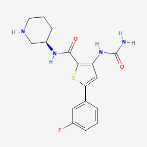 molecular formula C17H19FN4O2S B15329531 (R)-5-(3-Fluorophenyl)-N-(piperidin-3-yl)-3-ureidothiophene-2-carboxamide 