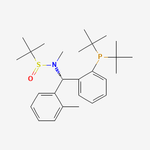 molecular formula C27H42NOPS B15329788 (R)-N-((S)-(2-(Di-tert-butylphosphanyl)phenyl)(o-tolyl)methyl)-N,2-dimethylpropane-2-sulfinamide 