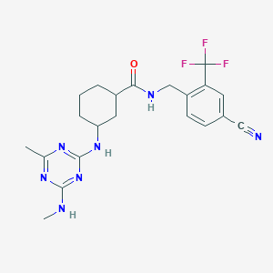 N-[[4-cyano-2-(trifluoromethyl)phenyl]methyl]-3-[[4-methyl-6-(methylamino)-1,3,5-triazin-2-yl]amino]cyclohexane-1-carboxamide