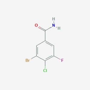 molecular formula C7H4BrClFNO B15329846 3-Bromo-4-chloro-5-fluorobenzamide 