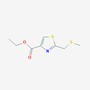 molecular formula C8H11NO2S2 B15331540 Ethyl 2-[(Methylthio)methyl]thiazole-4-carboxylate 