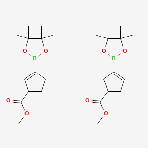 molecular formula C26H42B2O8 B15331608 Methyl 3-(4,4,5,5-tetramethyl-1,3,2-dioxaborolan-2-yl)cyclopent-2-ene-1-carboxylate;methyl 3-(4,4,5,5-tetramethyl-1,3,2-dioxaborolan-2-yl)cyclopent-3-ene-1-carboxylate 