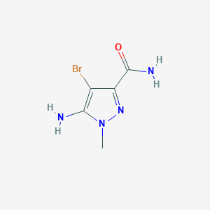 molecular formula C5H7BrN4O B15332271 5-Amino-4-bromo-1-methyl-1H-pyrazole-3-carboxamide 