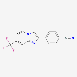 molecular formula C15H8F3N3 B15332272 4-[7-(Trifluoromethyl)imidazo[1,2-a]pyridin-2-yl]benzonitrile 