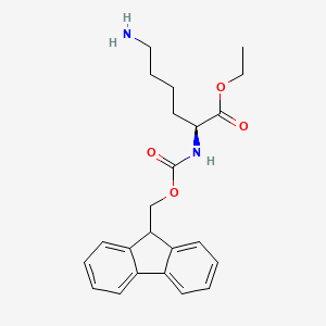 molecular formula C23H28N2O4 B15332305 (S)-Ethyl 2-((((9H-fluoren-9-yl)methoxy)carbonyl)amino)-6-aminohexanoate 