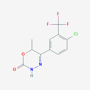 molecular formula C11H8ClF3N2O2 B15332508 (S)-5-[4-Chloro-3-(trifluoromethyl)phenyl]-6-methyl-3,6-dihydro-2H-1,3,4-oxadiazin-2-one 