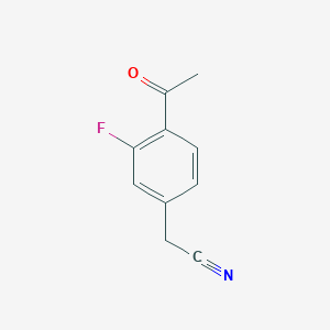 molecular formula C10H8FNO B15332728 2-(4-Acetyl-3-fluorophenyl)acetonitrile 