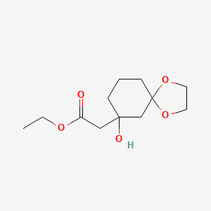 molecular formula C12H20O5 B15332768 Ethyl 2-(7-Hydroxy-1,4-dioxaspiro[4.5]decan-7-yl)acetate 