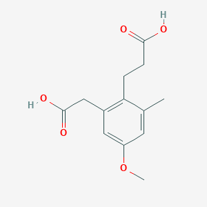 molecular formula C13H16O5 B15332821 3-[2-(Carboxymethyl)-4-methoxy-6-methylphenyl]propanoic acid 