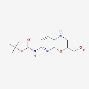 molecular formula C13H19N3O4 B15332851 Tert-butyl (3-(hydroxymethyl)-2,3-dihydro-1H-pyrido[2,3-B][1,4]oxazin-6-YL)carbamate 