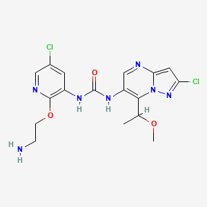 molecular formula C17H19Cl2N7O3 B15333037 1-[2-(2-Aminoethoxy)-5-chloropyridin-3-yl]-3-[2-chloro-7-(1-methoxyethyl)pyrazolo[1,5-a]pyrimidin-6-yl]urea 