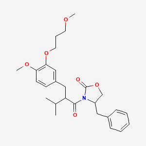 molecular formula C27H35NO6 B15333319 (4S)-4-benzyl-3-[(2R)-2-{[4-methoxy-3-(3-methoxypropoxy)phenyl]methyl}-3-methylbutanoyl]-1,3-oxazolidin-2-one 