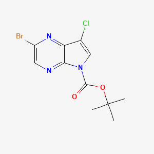 molecular formula C11H11BrClN3O2 B15333556 tert-Butyl 2-bromo-7-chloro-5H-pyrrolo[2,3-b]pyrazine-5-carboxylate 