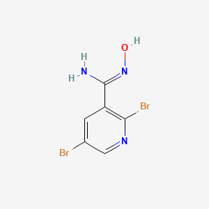 molecular formula C6H5Br2N3O B15333575 2,5-Dibromo-N-hydroxynicotinimidamide 