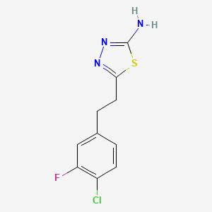 molecular formula C10H9ClFN3S B15333896 5-(4-Chloro-3-fluorophenethyl)-1,3,4-thiadiazol-2-amine 