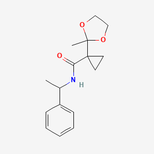 molecular formula C16H21NO3 B15334391 (R)-1-(2-Methyl-1,3-dioxolan-2-yl)-N-(1-phenylethyl)cyclopropane-1-carboxamide 