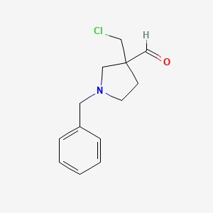 molecular formula C13H16ClNO B15334403 1-Benzyl-3-(chloromethyl)pyrrolidine-3-carbaldehyde 