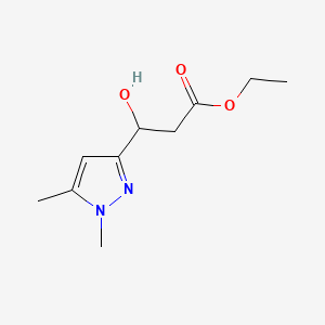 molecular formula C10H16N2O3 B15334586 Ethyl 3-(1,5-Dimethyl-3-pyrazolyl)-3-hydroxypropanoate 