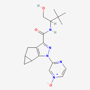 molecular formula C18H23N5O3 B15334743 3-[(4aS,5aS)-3-[[(S)-1-Hydroxy-3,3-dimethyl-2-butyl]carbamoyl]-4,4a,5,5a-tetrahydro-1H-cyclopropa[4,5]cyclopenta[1,2-c]pyrazol-1-yl]pyrazine 1-Oxide 