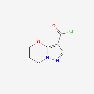 molecular formula C7H7ClN2O2 B15334945 6,7-dihydro-5H-pyrazolo[5,1-b][1,3]oxazine-3-carbonyl chloride 