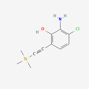 molecular formula C11H14ClNOSi B15335039 2-Amino-3-chloro-6-[(trimethylsilyl)ethynyl]phenol 