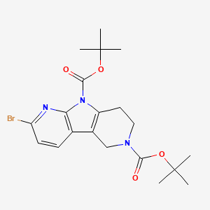 molecular formula C20H26BrN3O4 B15335090 ditert-butyl 11-bromo-4,8,10-triazatricyclo[7.4.0.02,7]trideca-1(9),2(7),10,12-tetraene-4,8-dicarboxylate 