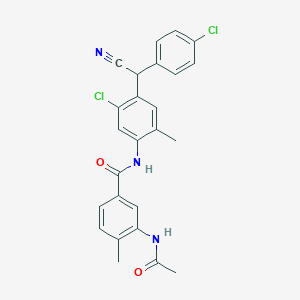 molecular formula C25H21Cl2N3O2 B15335180 3-Acetamido-N-[5-chloro-4-[(4-chlorophenyl)(cyano)methyl]-2-methylphenyl]-4-methylbenzamide 