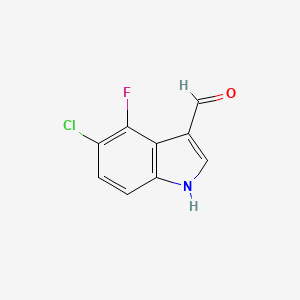 molecular formula C9H5ClFNO B15335313 5-Chloro-4-fluoroindole-3-carbaldehyde 