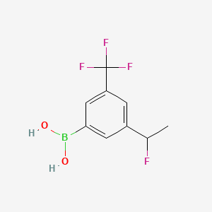 molecular formula C9H9BF4O2 B15335336 3-(1-Fluoroethyl)-5-(trifluoromethyl)phenylboronic Acid 