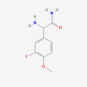 molecular formula C9H11FN2O2 B15335630 2-Amino-2-(3-fluoro-4-methoxyphenyl)acetamide 