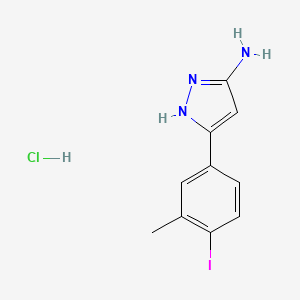 molecular formula C10H11ClIN3 B15335631 3-Amino-5-(4-iodo-3-methylphenyl)pyrazole Hydrochloride 