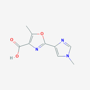 molecular formula C9H9N3O3 B15335760 5-Methyl-2-(1-methyl-4-imidazolyl)oxazole-4-carboxylic Acid 