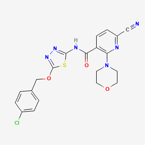 molecular formula C20H17ClN6O3S B15335783 N-[5-[(4-Chlorobenzyl)oxy]-1,3,4-thiadiazol-2-yl]-6-cyano-2-morpholinonicotinamide 