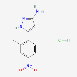 molecular formula C10H11ClN4O2 B15335832 3-Amino-5-(2-methyl-4-nitrophenyl)pyrazole Hydrochloride 