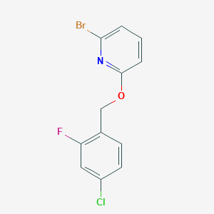 molecular formula C12H8BrClFNO B15335934 2-Bromo-6-((4-chloro-2-fluorobenzyl)oxy)pyridine 