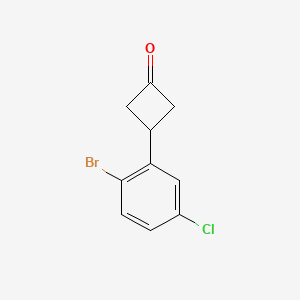 molecular formula C10H8BrClO B15336069 3-(2-Bromo-5-chlorophenyl)cyclobutanone 